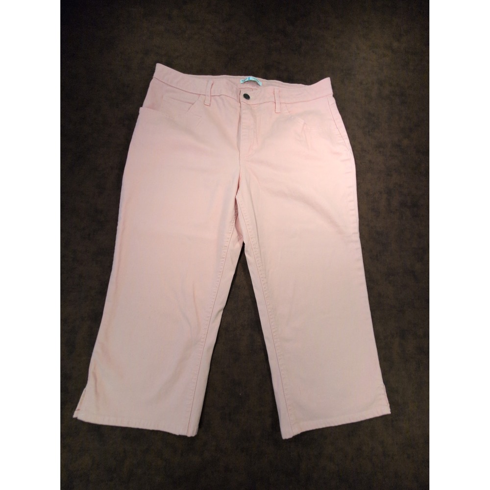 Riders by Lee Womens Mid Rise Capri Pants Pink Stretch Cropped Denim Size 14M